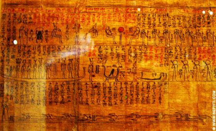 Papyrus met daarop de reis naar het hiernamaals afgebeeld.