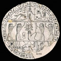 Egyptische zegel met inscripties.