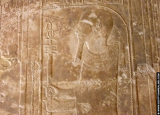 Reliëf van Ptah in de Abydos Tempel.
