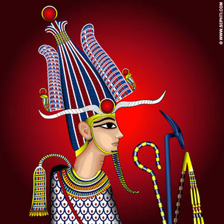 Illustratie Osirus. ©R.Bloom, Egyptian Realms.com