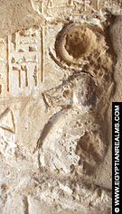 Relief van een Baviaan in de kleine kapel van El-Kab.